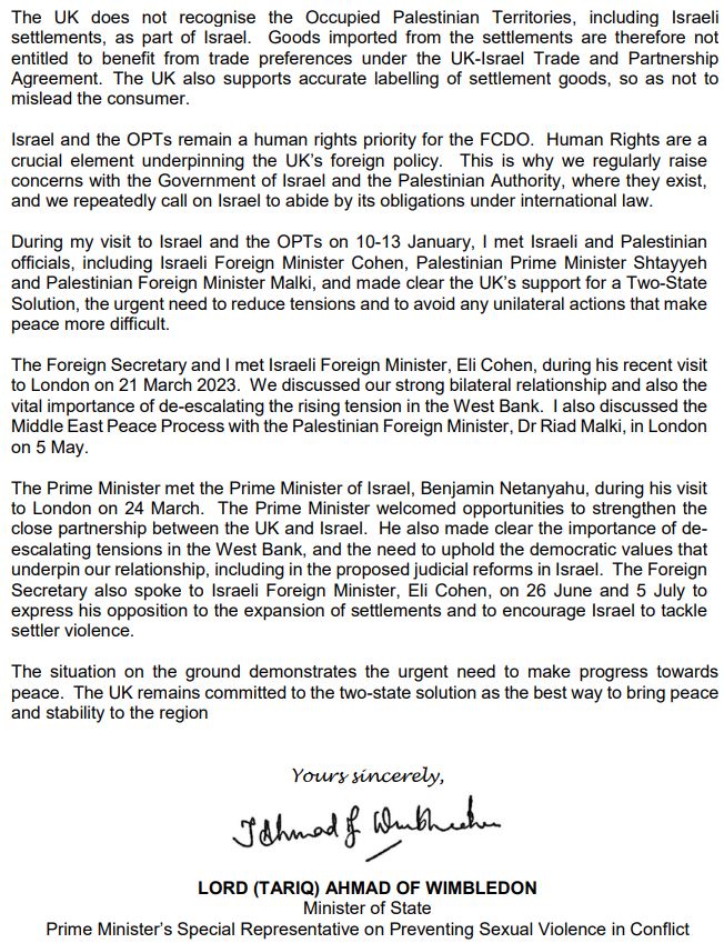 Ministerial Statement regarding Israel and Palestine 2
